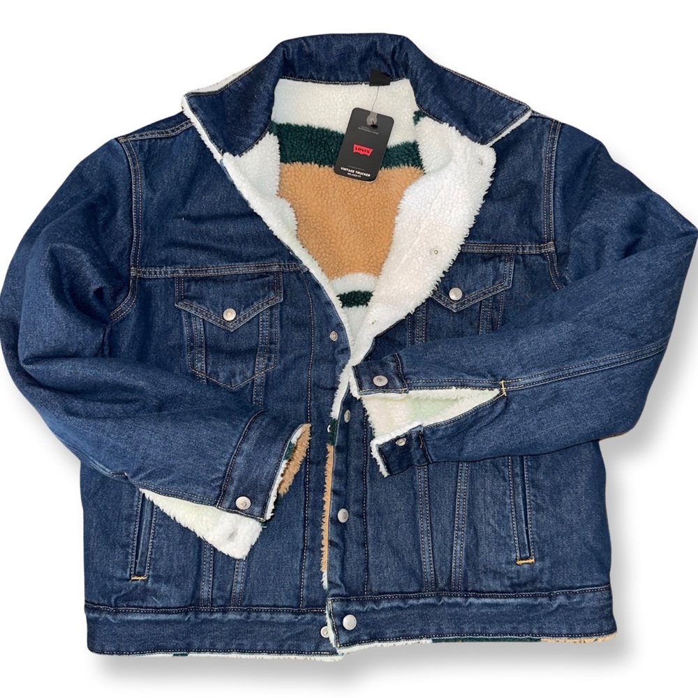 LEVI’S PREMIUM REVERSIBLE VINTAGE RELAXED FIT SHERPA TRUCKER JACKET A31760000 - Picture 11 of 16